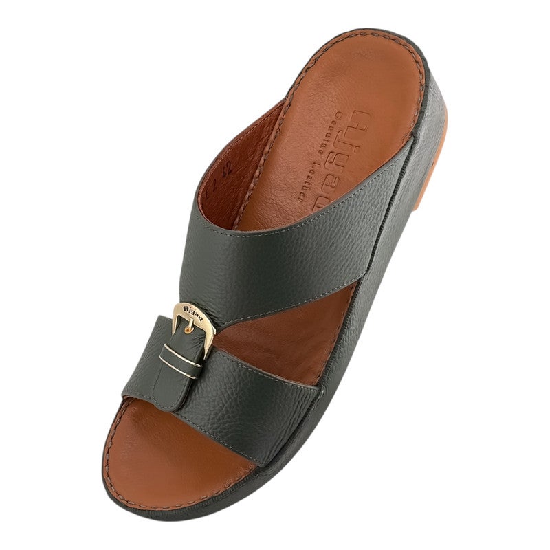 AJYAD Handmade Arabic Sandals For Men | Outdoor Mens Slippers | Everyday Flip Flops Open Toe | Arabic Genuine Shamwa Leather | New Design | Tan Footbed | Comfortable & LightWeight - Image 3